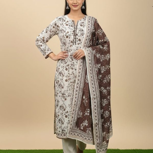 3 Piece Printed Khaddar Full Suit