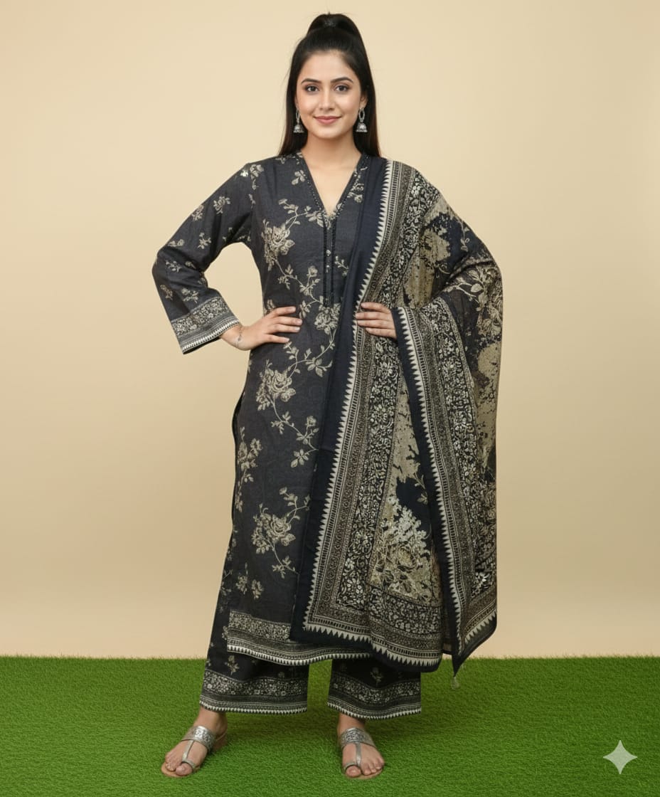 3 Piece Printed Khaddar Stitched Original Premium